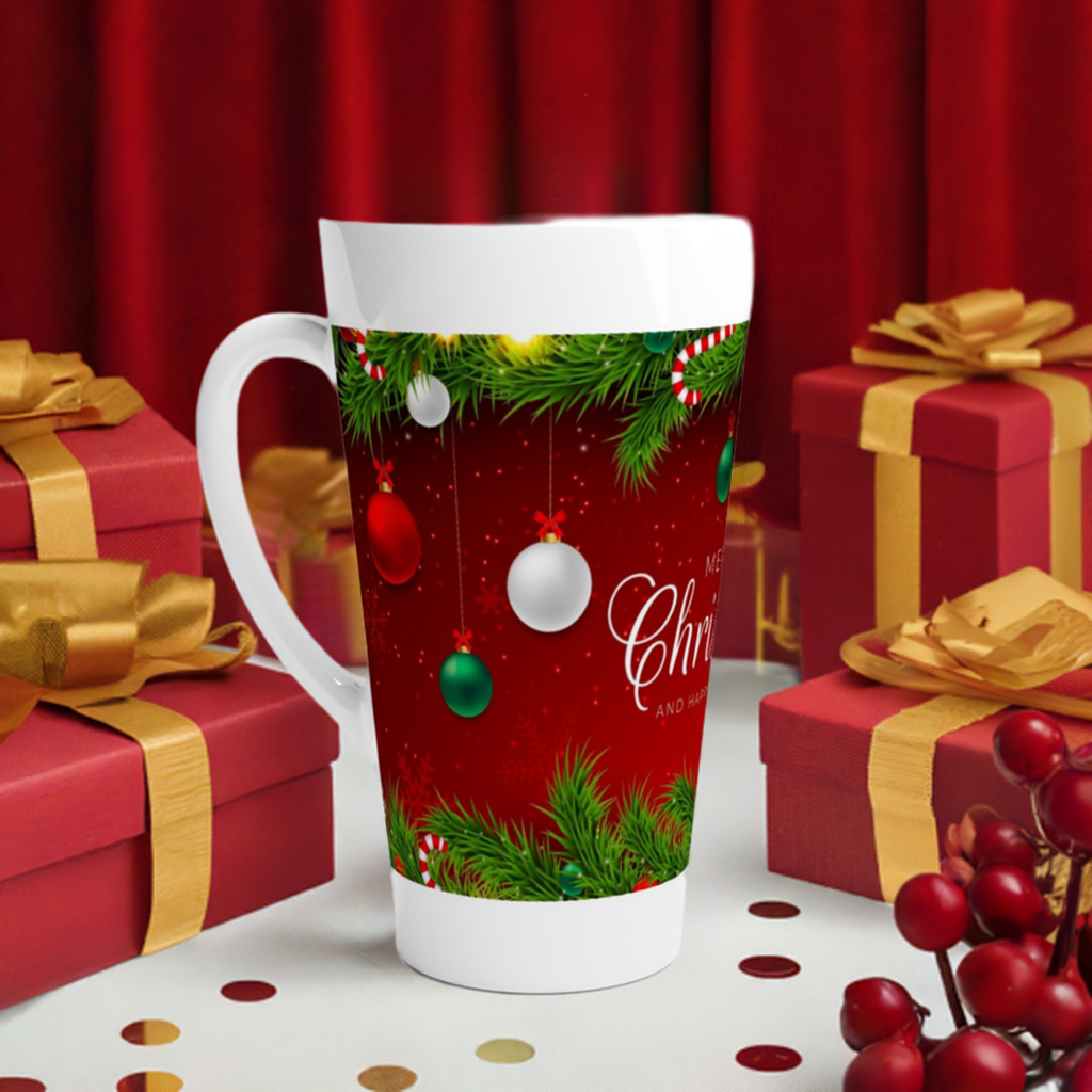 Merry Christmas White Latte 17oz Ceramic Mug