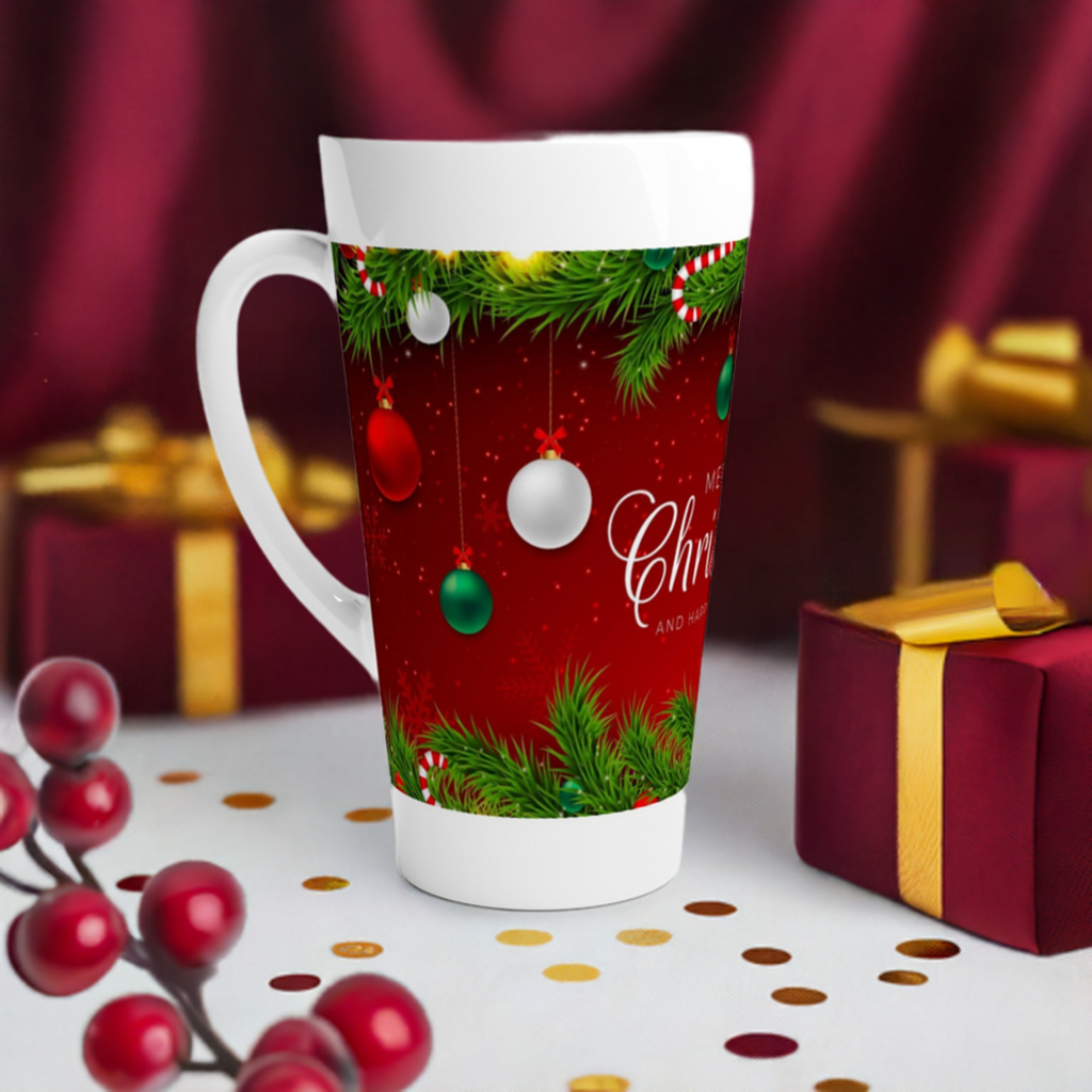 Merry Christmas White Latte 17oz Ceramic Mug