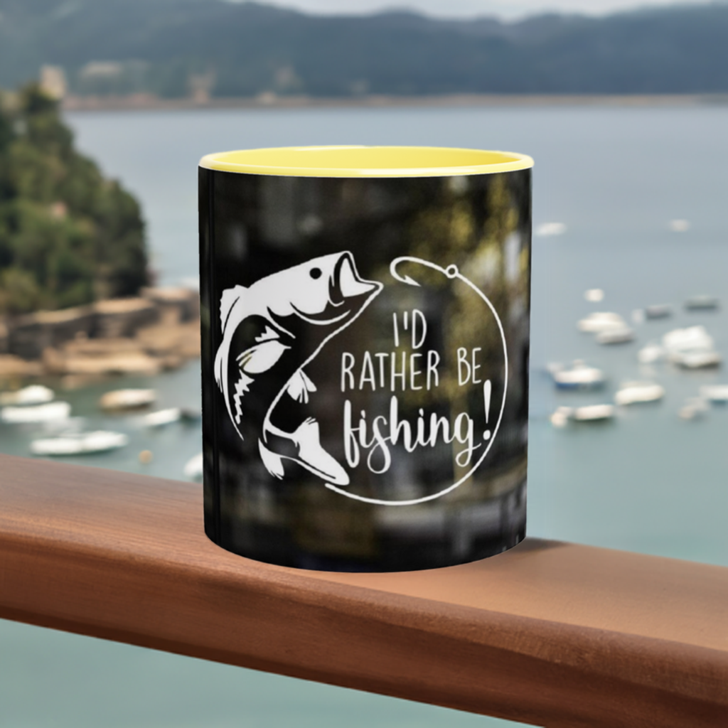 I'd Rather Be Fishing Mug with Color Inside