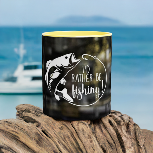 I'd Rather Be Fishing Mug with Color Inside